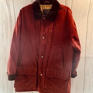 Vintage 90s Eddie Bauer Canvas Barn Chore Field Jacket Corduroy Collar Sz Small